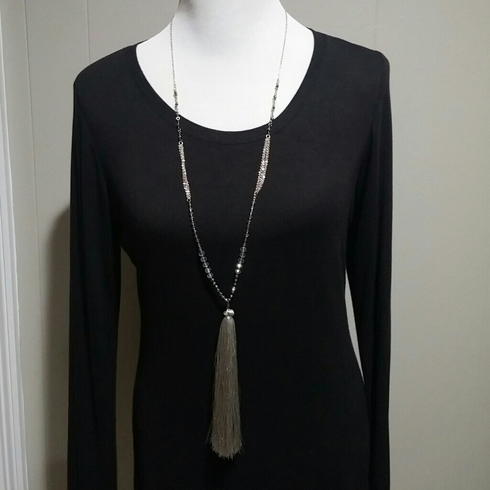 Natasha Tassel & Crystal Bead Necklace